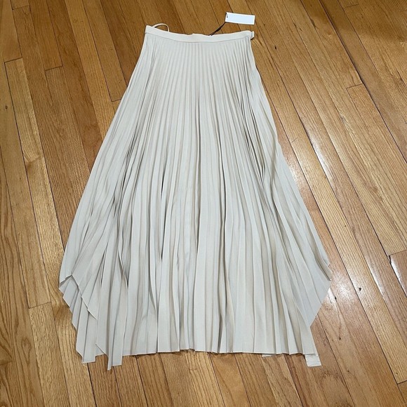 Helmut Lang Pleated Chiffon Midi Skirt Womens Size 2 High Waist  Oyster NEW - Picture 6 of 13